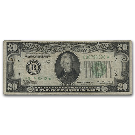 1934-A (B-New York) $20 FRN VF (Star Note) 1934-A (B-New York) $20 FRN VF (Star Note)